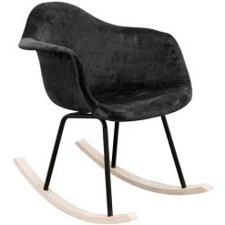 THE HOME DECO FACTORY Fauteuil à Bascule Assise En Velours Noir Noir - Noir