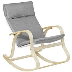 Rocking Chair, Fauteuil à Bascule, Fauteuil Relax, Bouleau Flexible -Gris FST15-DG SoBuy®