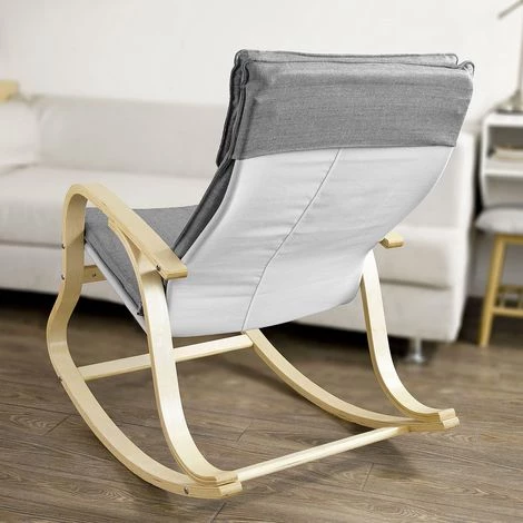 Rocking Chair, Fauteuil à Bascule, Fauteuil Relax, Bouleau Flexible -Gris FST15-DG SoBuy® 6 Rocking Chair, Fauteuil à Bascule, Fauteuil Relax, Bouleau Flexible -Gris FST15-DG SoBuy® – Image 4