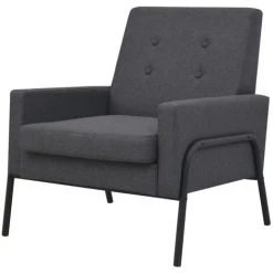 Fauteuil Acier Et Tissu Gris Foncé VidaXL
