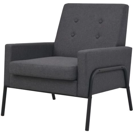 Fauteuil Acier Et Tissu Gris Foncé VidaXL 3 Fauteuil Acier Et Tissu Gris Foncé VidaXL