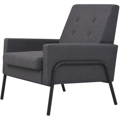 Fauteuil Acier Et Tissu Gris Foncé VidaXL 4 Fauteuil Acier Et Tissu Gris Foncé VidaXL – Image 2