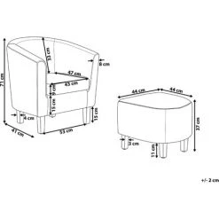 BELIANI Fauteuil Club En Tissu Gris - Gris -Pas Cher Fauteuil Magasin 8629141 3