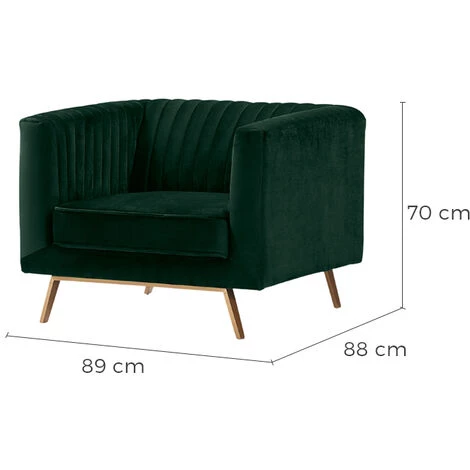 RENDEZ VOUS DéCO Fauteuil Gatsby En Velours Vert Foncé - Vert 4 RENDEZ VOUS DéCO Fauteuil Gatsby En Velours Vert Foncé - Vert – Image 2
