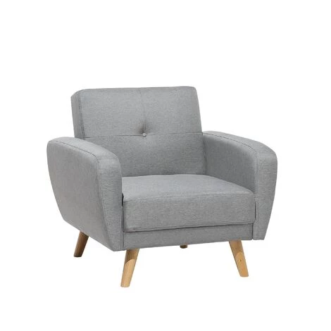 BELIANI Fauteuil En Tissu Gris - Gris 3 BELIANI Fauteuil En Tissu Gris - Gris