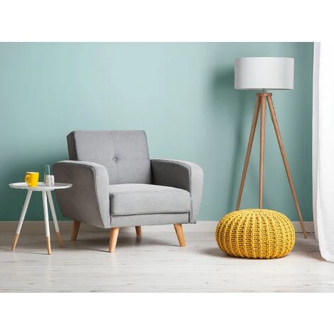 BELIANI Fauteuil En Tissu Gris - Gris 4 BELIANI Fauteuil En Tissu Gris - Gris – Image 2