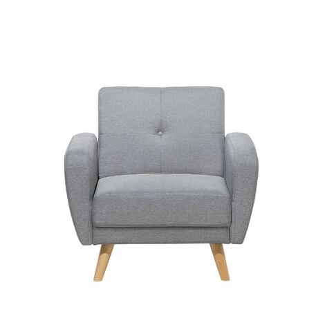 BELIANI Fauteuil En Tissu Gris - Gris 6 BELIANI Fauteuil En Tissu Gris - Gris – Image 4