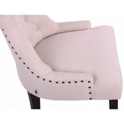 DéCOSHOP26 Chaise De Salle à Manger Bureau Ou Coiffeuse Capitonné En Tissu Crème Pied Foncé - Crèmem -Pas Cher Fauteuil Magasin 9182346 4