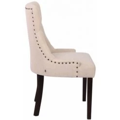 DéCOSHOP26 Chaise De Salle à Manger Bureau Ou Coiffeuse Capitonné En Tissu Crème Pied Foncé - Crèmem -Pas Cher Fauteuil Magasin 9182346 5