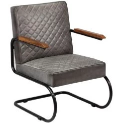 Fauteuil Cuir Véritable Gris VidaXL -Pas Cher Fauteuil Magasin 9212678 2