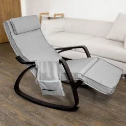 Eponge Plus épais!! Fauteuil à Bascule Berçante Relax Avec Pochette Latérale Amovible, Rocking Chair Bouleau Flexible FST20-HG SoBuy® -Pas Cher Fauteuil Magasin 9298836 3