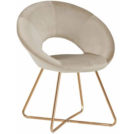 DéCOSHOP26 Fauteuil Chaise Lounge Design En Velours Crème Pieds En Métal - Crèmem 3 DéCOSHOP26 Fauteuil Chaise Lounge Design En Velours Crème Pieds En Métal - Crèmem