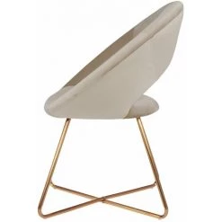 DéCOSHOP26 Fauteuil Chaise Lounge Design En Velours Crème Pieds En Métal - Crèmem 6 DéCOSHOP26 Fauteuil Chaise Lounge Design En Velours Crème Pieds En Métal - Crèmem -Pas Cher Fauteuil Magasin 9357256 2
