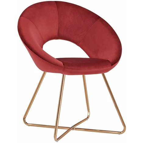 DéCOSHOP26 Fauteuil Chaise Lounge Design En Velours Rouge Pieds En Métal - Rougeed 3 DéCOSHOP26 Fauteuil Chaise Lounge Design En Velours Rouge Pieds En Métal - Rougeed