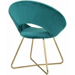 DéCOSHOP26 Fauteuil Chaise Lounge Design En Velours Bleu Pétrole Pieds En Métal - Bleu 8 DéCOSHOP26 Fauteuil Chaise Lounge Design En Velours Bleu Pétrole Pieds En Métal - Bleu -Pas Cher Fauteuil Magasin 9357261 3