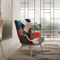 AHD AMAZING HOME DESIGN Fauteuil Design Style Scandinave Patchwork Salon Patchy -Pas Cher Fauteuil Magasin 9376610 3