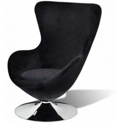 Fauteuil Pivotant En Forme D’Œuf Avec Coussin Velours Noir VidaXL 10 Fauteuil Pivotant En Forme D’Œuf Avec Coussin Velours Noir VidaXL -Pas Cher Fauteuil Magasin 978496 4