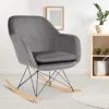 IDMARKET Fauteuil à Bascule BORA Velours Gris - Gris