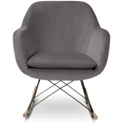 IDMARKET Fauteuil à Bascule BORA Velours Gris - Gris 9 IDMARKET Fauteuil à Bascule BORA Velours Gris - Gris -Pas Cher Fauteuil Magasin 9958962 3