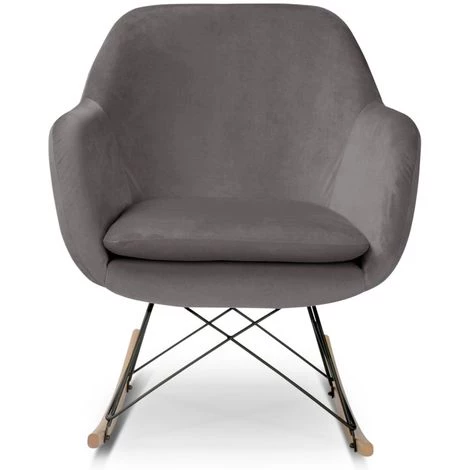 IDMARKET Fauteuil à Bascule BORA Velours Gris - Gris 5 IDMARKET Fauteuil à Bascule BORA Velours Gris - Gris – Image 3