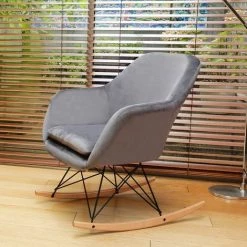 IDMARKET Fauteuil à Bascule BORA Velours Gris - Gris 11 IDMARKET Fauteuil à Bascule BORA Velours Gris - Gris -Pas Cher Fauteuil Magasin 9958962 5
